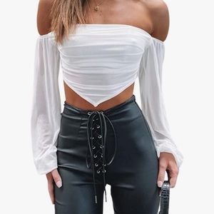 White off the shoulder crop top
